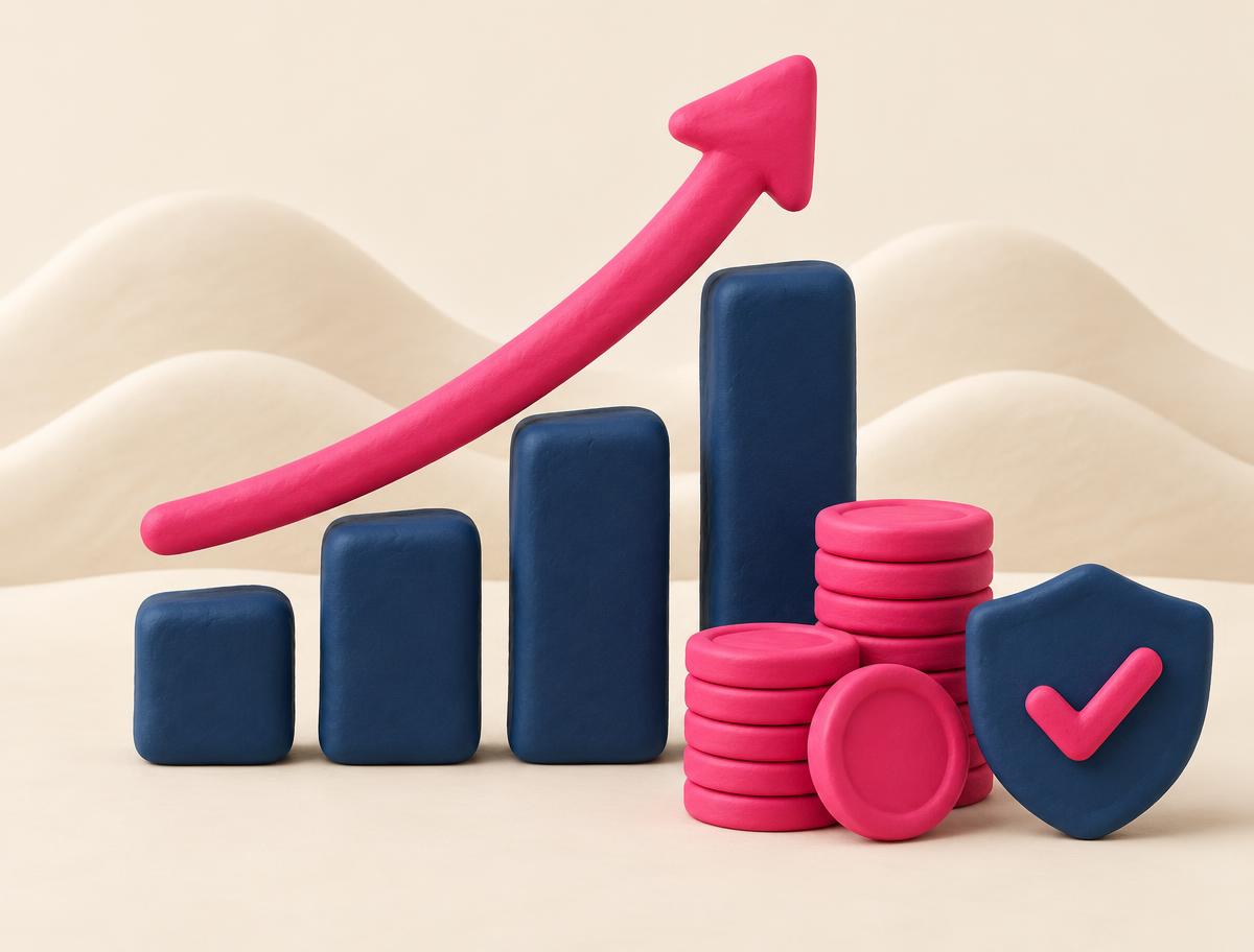 Clay illustration of rising revenue and margin outcomes